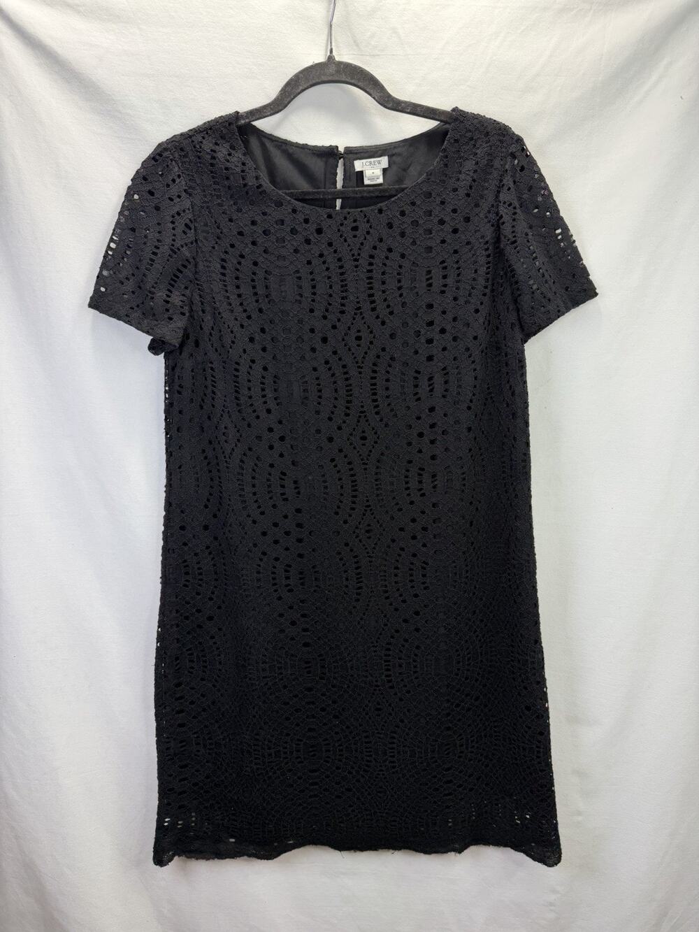 J. Crew Women's Black Eyelet Lace Sheath Dress Sz 6 Minimalist Capsule Classic